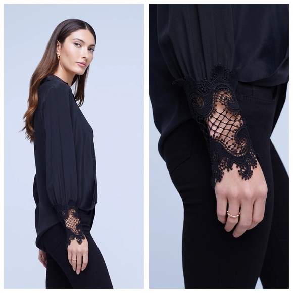 L'AGENCE Joah Wrap-Front 100% Silk Blouse Size S - Picture 3 of 13